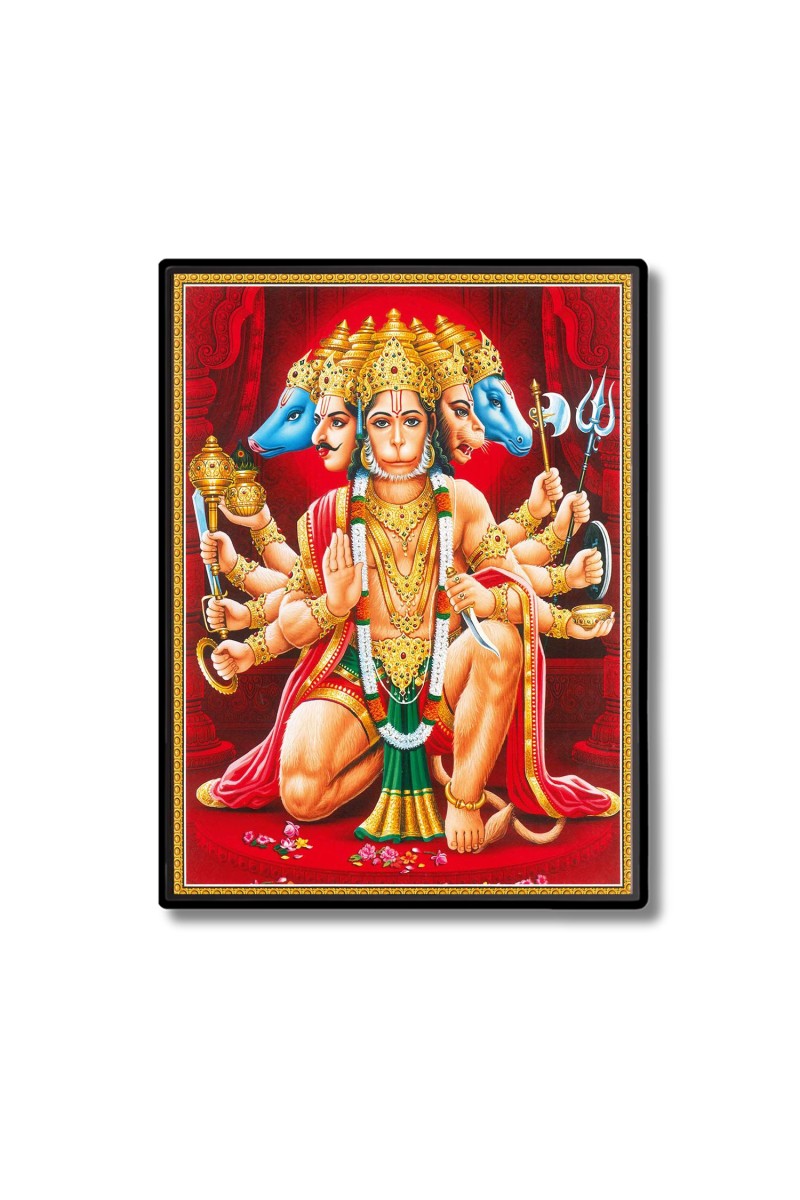 Panchamukhi Sri Hanuman Laminated Photo  - 5x7 Inches, Divine Blessings for Home & Office and Temple Decoration