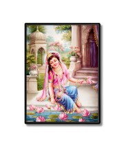 Sri Radha Laminated Photo  - 5x7 Inches, Divine Blessings for Home & Office and Temple Decoration