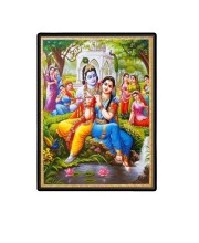 Sri Radha Sri Krishna Laminated Photo  - 5x7 Inches, Divine Blessings for Home & Office and Temple Decoration