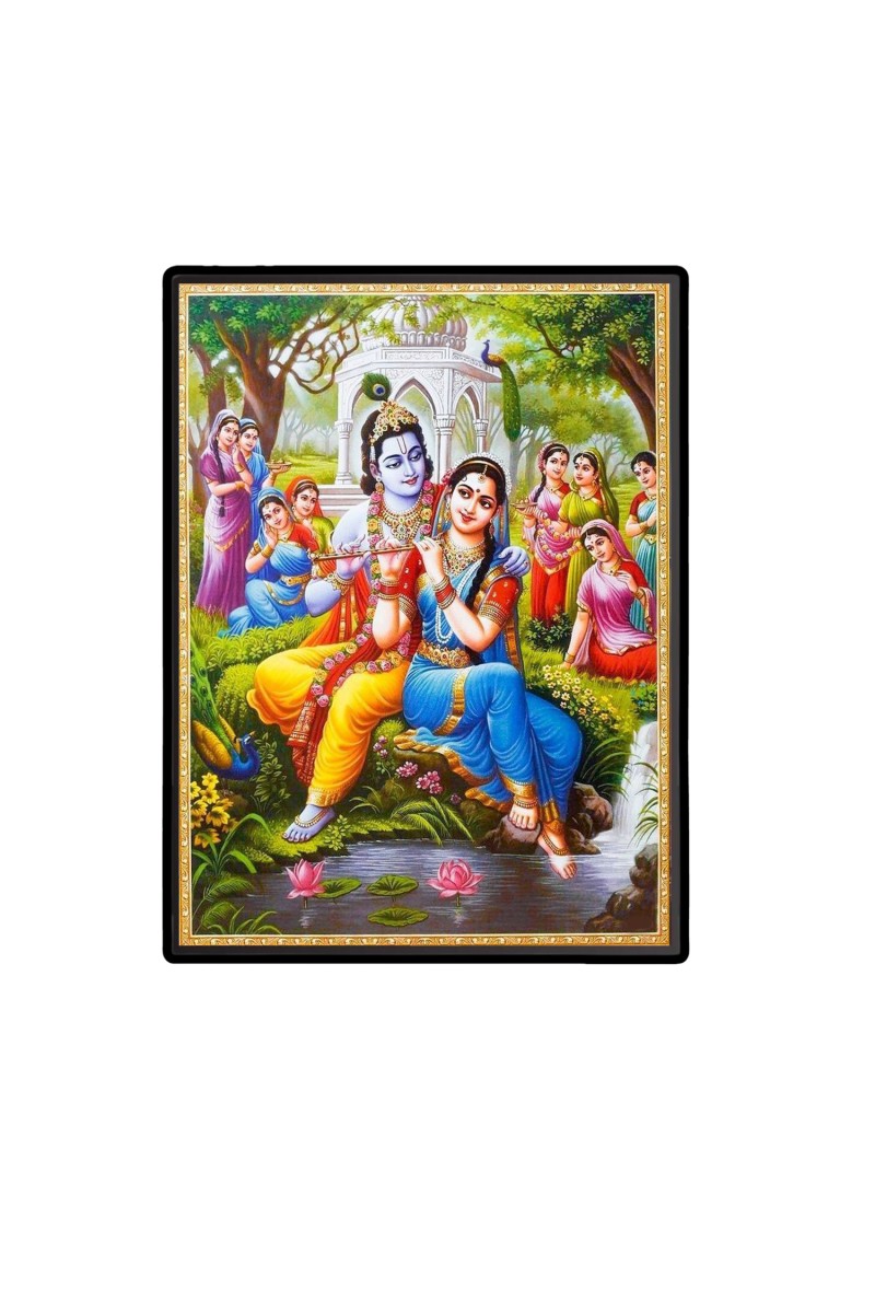 Sri Radha Sri Krishna Laminated Photo  - 5x7 Inches, Divine Blessings for Home & Office and Temple Decoration
