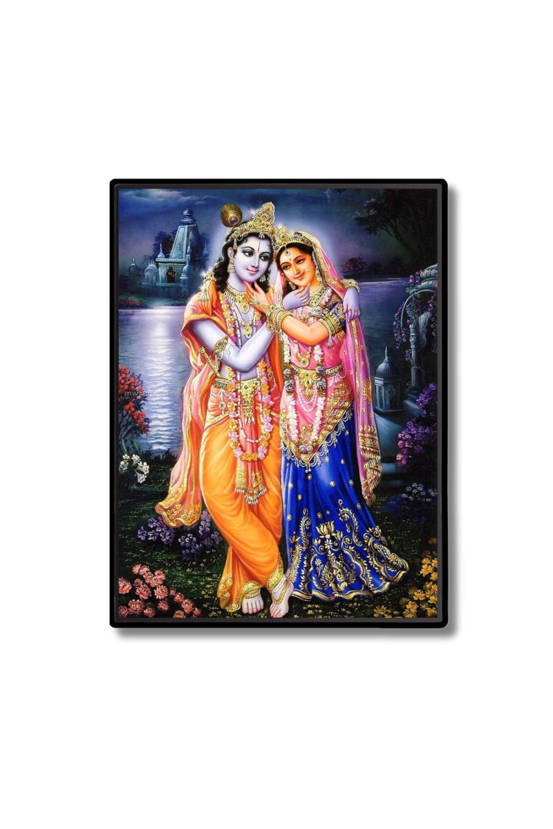 Sri Radha Sri Krishna Laminated Photo  - 5x7 Inches, Divine Blessings for Home & Office and Temple Decoration