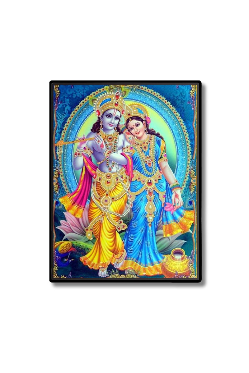 Sri Radha Sri Krishna Laminated Photo  - 5x7 Inches, Divine Blessings for Home & Office and Temple Decoration