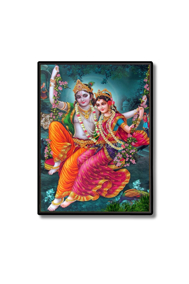 Sri Radha Sri Krishna Laminated Photo  - 5x7 Inches, Divine Blessings for Home & Office and Temple Decoration
