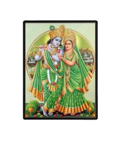 Sri Radha Sri Krishna Laminated Photo  - 5x7 Inches, Divine Blessings for Home & Office and Temple Decoration