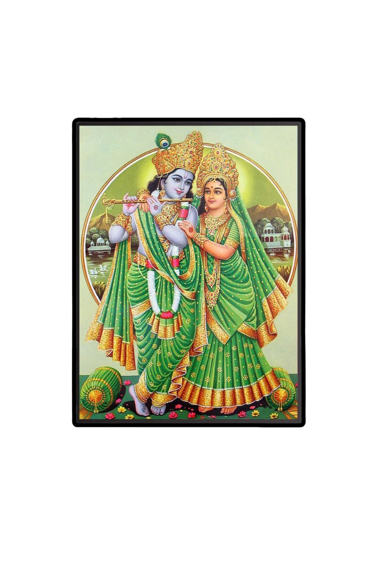 Sri Radha Sri Krishna Laminated Photo  - 5x7 Inches, Divine Blessings for Home & Office and Temple Decoration
