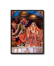 Sri Radha Sri Krishna Laminated Photo  - 5x7 Inches, Divine Blessings for Home & Office and Temple Decoration