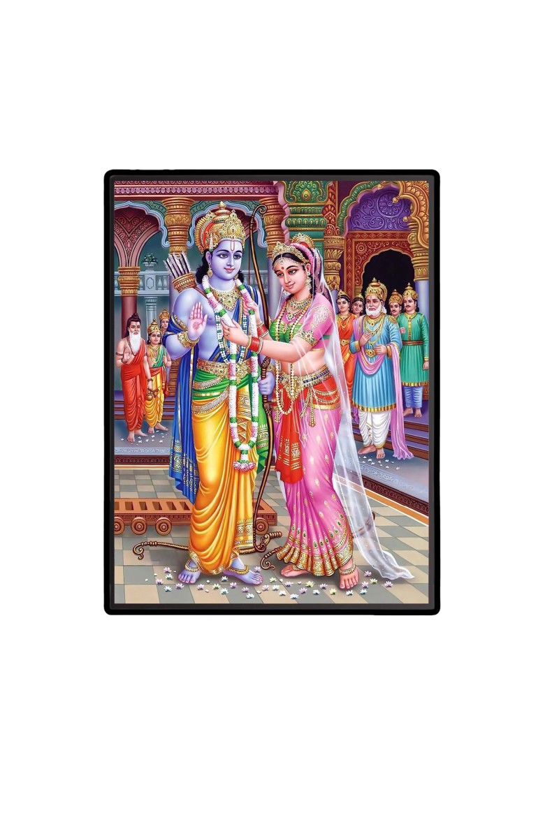 Ram Sita Laminated Photo  - 5x7 Inches, Divine Blessings for Home & Office and Temple Decoration