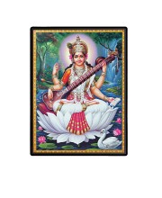 Maa Saraswati Laminated Photo  - 5x7 Inches, Divine Blessings for Home & Office and Temple Decoration
