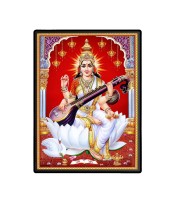 Maa Saraswati Laminated Photo  - 5x7 Inches, Divine Blessings for Home & Office and Temple Decoration