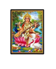 Maa Saraswati Laminated Photo  - 5x7 Inches, Divine Blessings for Home & Office and Temple Decoration