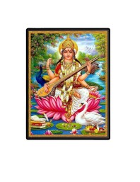 Maa Saraswati Laminated Photo  - 5x7 Inches, Divine Blessings for Home & Office and Temple Decoration