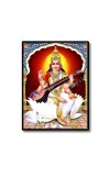 Maa Saraswati Laminated Photo  - 5x7 Inches, Divine Blessings for Home & Office and Temple Decoration
