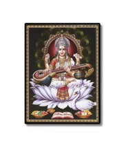 Maa Saraswati Laminated Photo  - 5x7 Inches, Divine Blessings for Home & Office and Temple Decoration