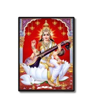 Maa Saraswati Laminated Photo  - 5x7 Inches, Divine Blessings for Home & Office and Temple Decoration