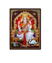 Maa Saraswati Laminated Photo  - 5x7 Inches, Divine Blessings for Home & Office and Temple Decoration