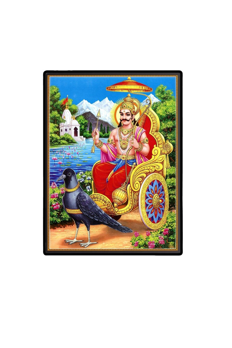 Shani Dev Laminated Photo  - 5x7 Inches, Divine Blessings for Home & Office and Temple Decoration