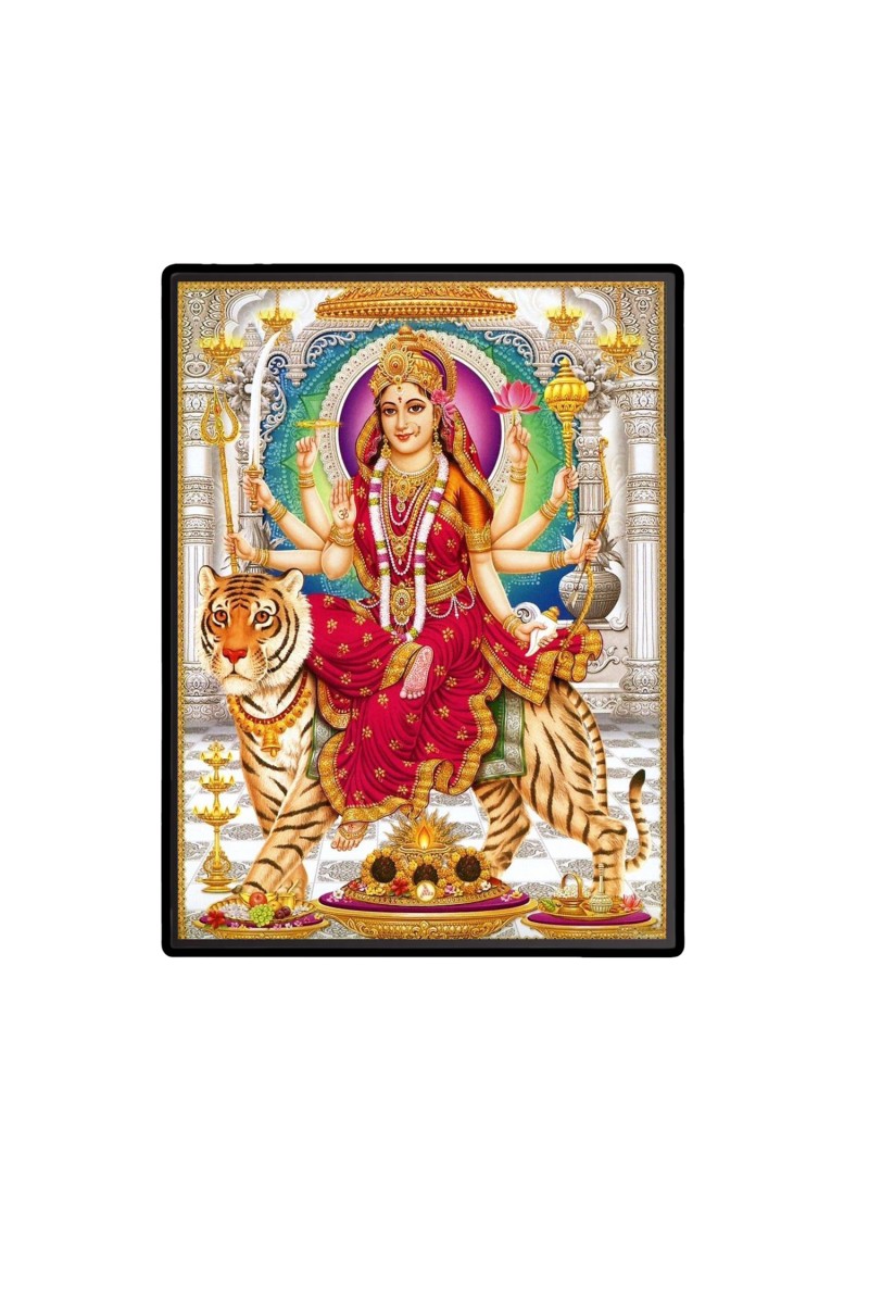 Maa Durga Laminated Photo  - 5x7 Inches, Divine Blessings for Home & Office and Temple Decoration