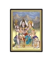 Shiva Family Laminated Photo  - 5x7 Inches, Divine Blessings for Home & Office and Temple Decoration