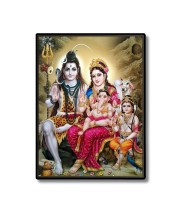 Shiva Family Laminated Photo  - 5x7 Inches, Divine Blessings for Home & Office and Temple Decoration