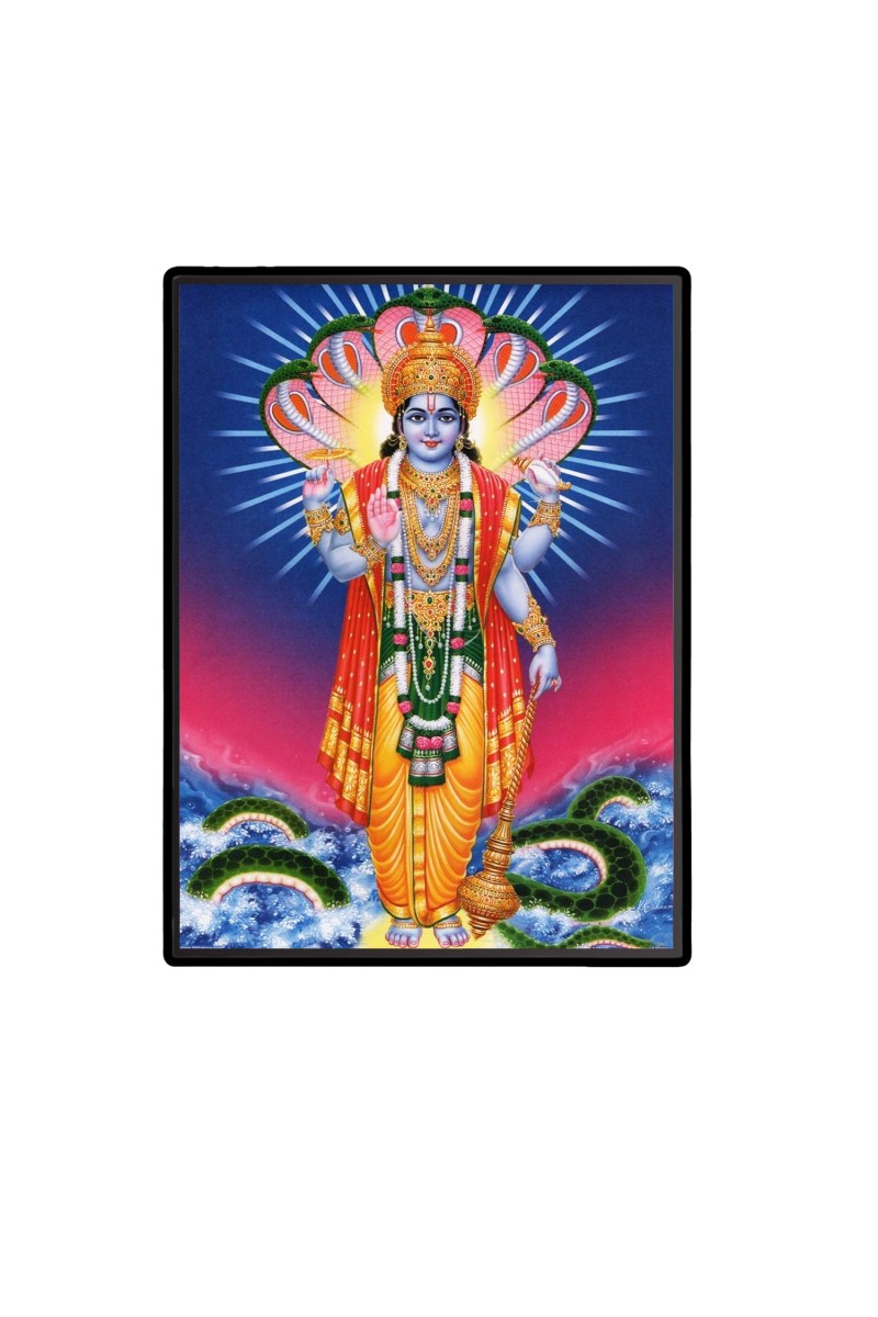 Lord Vishnu Laminated Photo  - 5x7 Inches, Divine Blessings for Home & Office and Temple Decoration