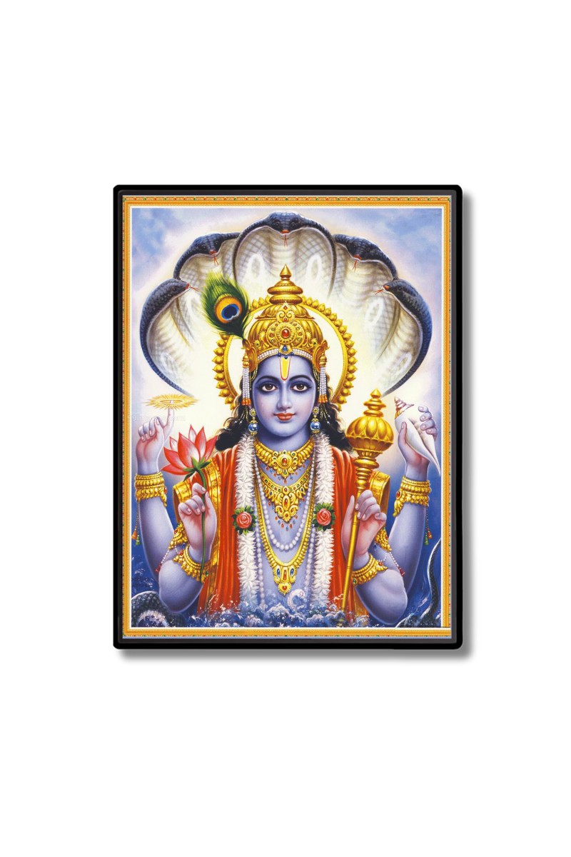 Lord Vishnu Laminated Photo  - 5x7 Inches, Divine Blessings for Home & Office and Temple Decoration