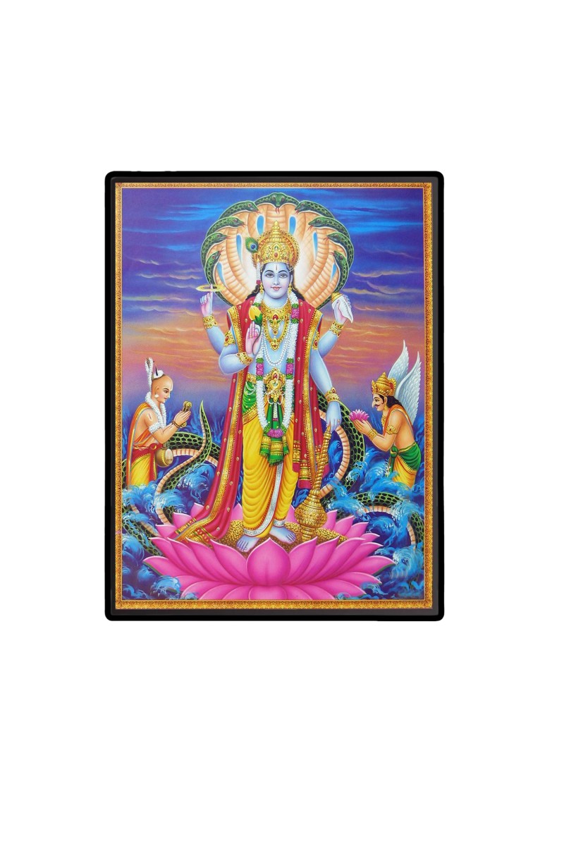 Lord Vishnu Laminated Photo  - 5x7 Inches, Divine Blessings for Home & Office and Temple Decoration