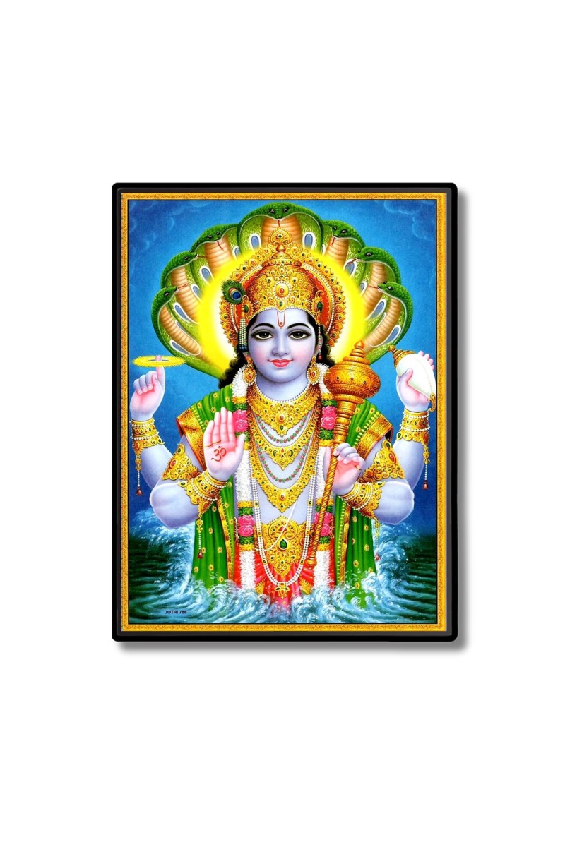Lord Vishnu Laminated Photo  - 5x7 Inches, Divine Blessings for Home & Office and Temple Decoration