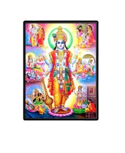 Vishnu Avatar Laminated Photo  - 5x7 Inches, Divine Blessings for Home & Office and Temple Decoration