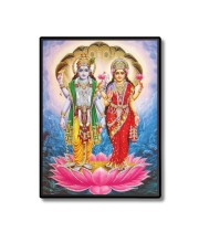 Vishnu Maa Lakshmi Laminated Photo  - 5x7 Inches, Divine Blessings for Home & Office and Temple Decoration