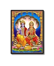Vishnu Maa Lakshmi Laminated Photo  - 5x7 Inches, Divine Blessings for Home & Office and Temple Decoration
