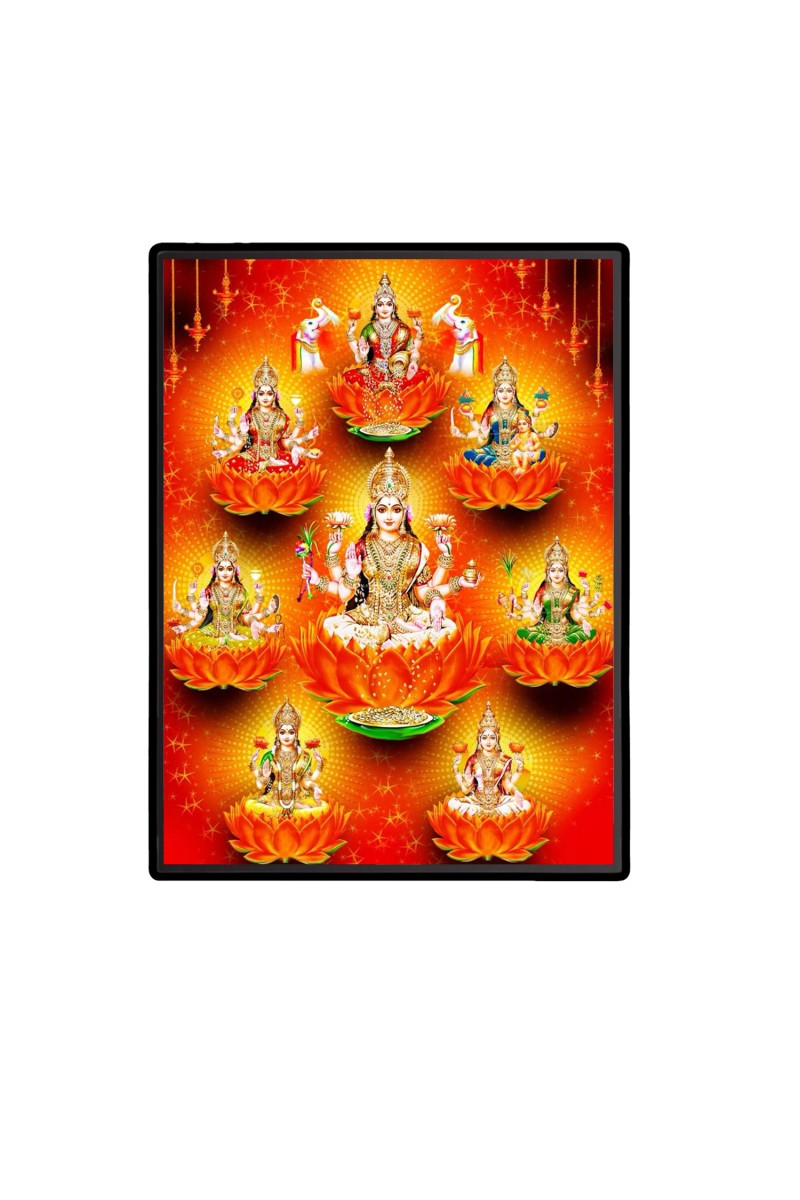 Ashta Maa Lakshmi Laminated Photo  - 5x7 Inches, Divine Blessings for Home & Office and Temple Decoration