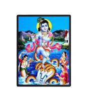 Kaaliya Naag With Baby Sri Krishna Laminated Photo  - 5x7 Inches, Divine Blessings for Home & Office and Temple Decoration