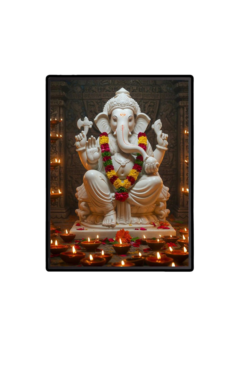 Lord Ganesh Laminated Photo  - 5x7 Inches, Divine Blessings for Home & Office and Temple Decoration