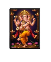 Lord Ganesh Laminated Photo  - 5x7 Inches, Divine Blessings for Home & Office and Temple Decoration