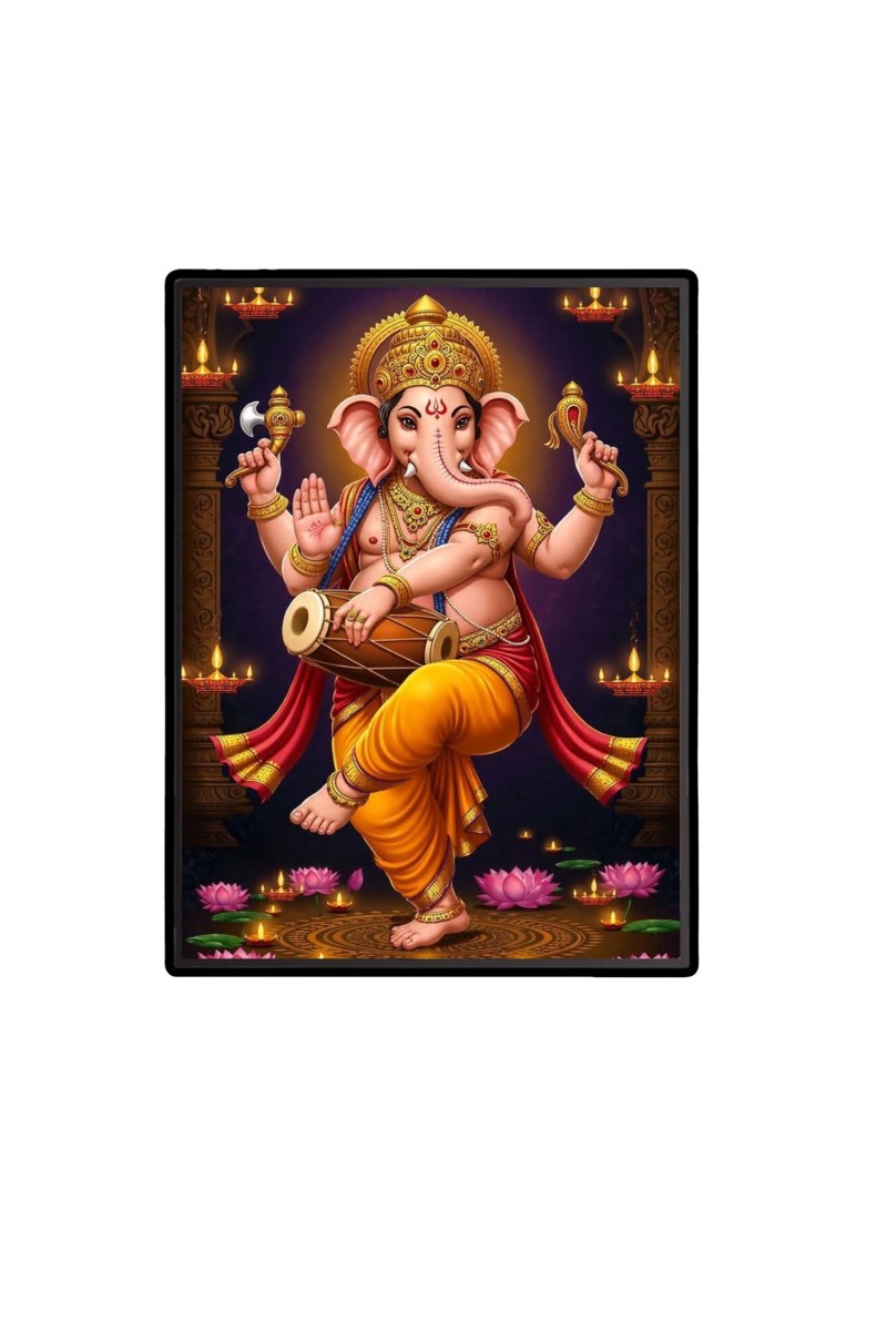 Lord Ganesh Laminated Photo  - 5x7 Inches, Divine Blessings for Home & Office and Temple Decoration