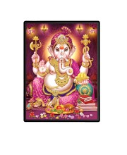 Lord Ganesh Laminated Photo  - 5x7 Inches, Divine Blessings for Home & Office and Temple Decoration
