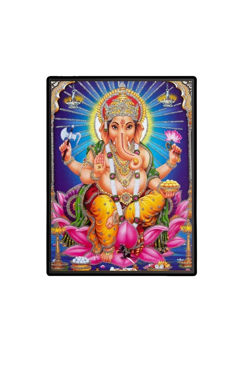 Lord Ganesh Laminated Photo  - 5x7 Inches, Divine Blessings for Home & Office and Temple Decoration