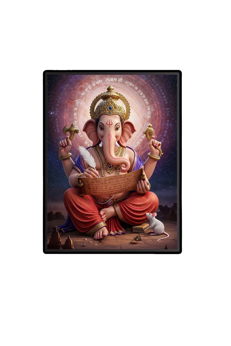 Lord Ganesh Laminated Photo  - 5x7 Inches, Divine Blessings for Home & Office and Temple Decoration