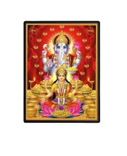 Lakshmi Lord Ganesh Laminated Photo  - 5x7 Inches, Divine Blessings for Home & Office and Temple Decoration