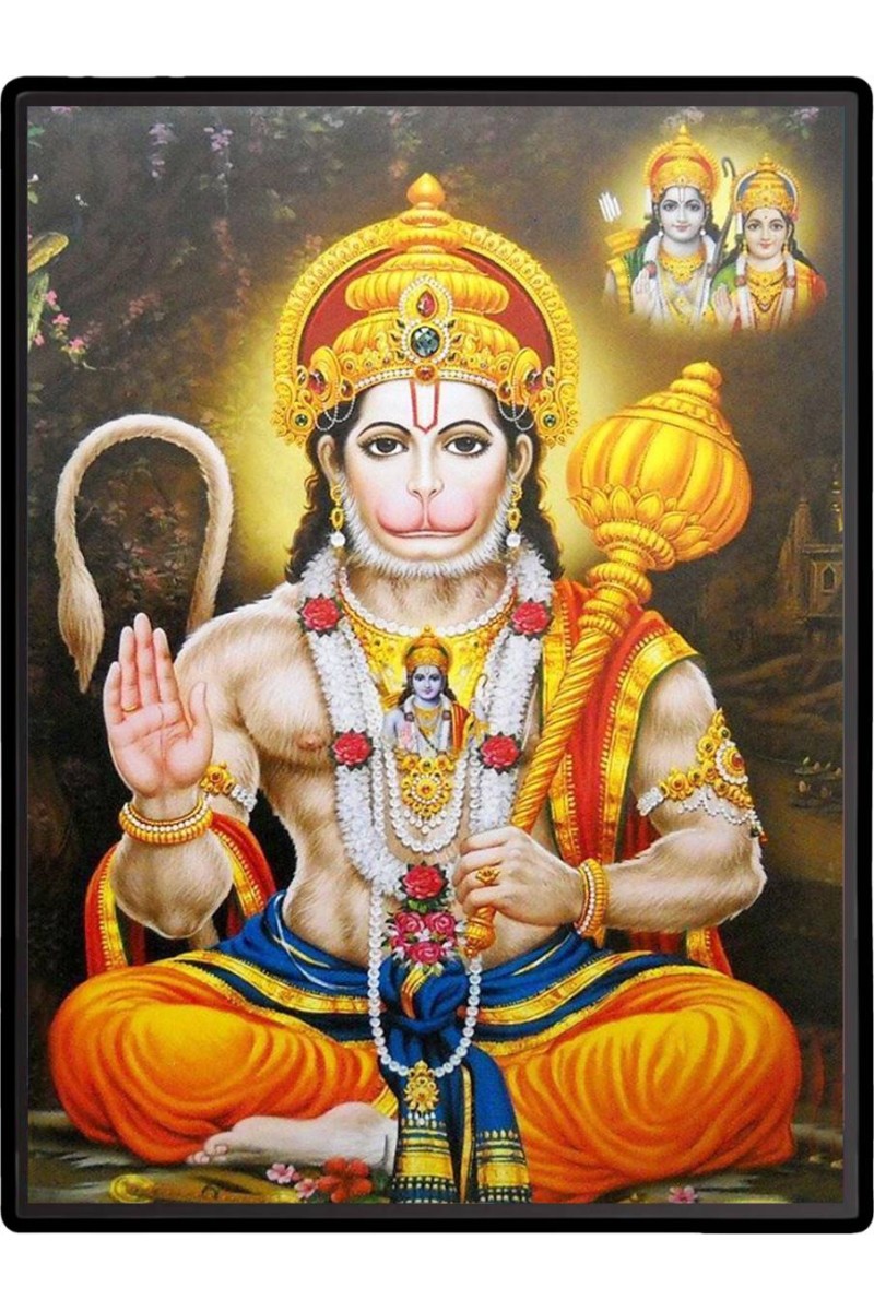 Sri Hanuman Laminated Photo  - 5x7 Inches, Divine Blessings for Home & Office and Temple Decoration