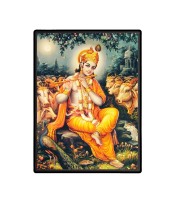Sri Krishna Laminated Photo  - 5x7 Inches, Divine Blessings for Home & Office and Temple Decoration