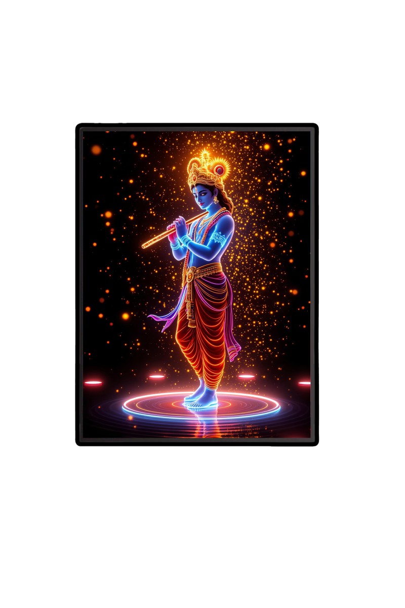 Sri Krishna Laminated Photo  - 5x7 Inches, Divine Blessings for Home & Office and Temple Decoration