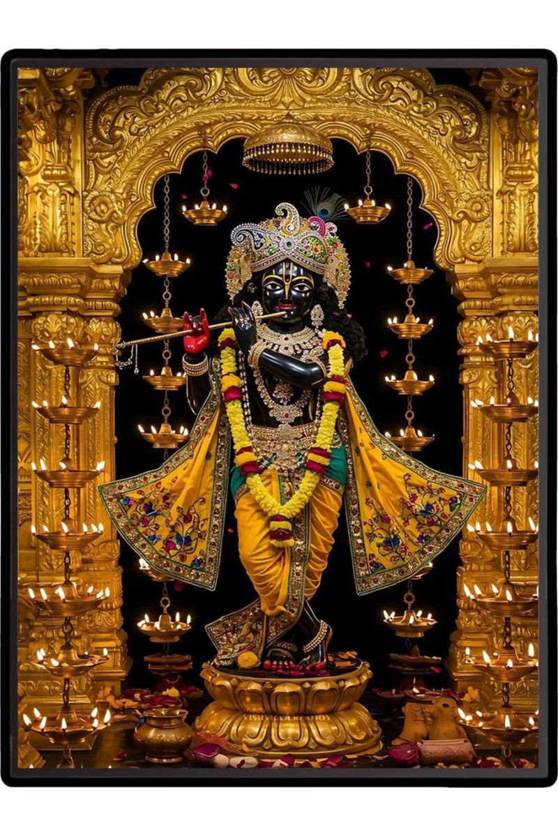 Sri Krishna Laminated Photo  - 5x7 Inches, Divine Blessings for Home & Office and Temple Decoration