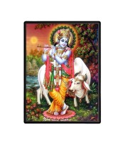 Sri Krishna Laminated Photo  - 5x7 Inches, Divine Blessings for Home & Office and Temple Decoration