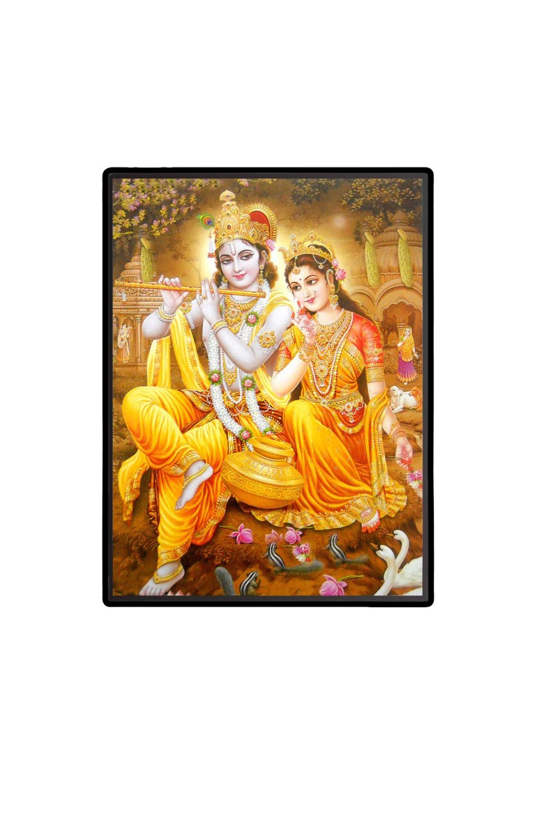 Sri Radha Sri Krishna Laminated Photo  - 5x7 Inches, Divine Blessings for Home & Office and Temple Decoration