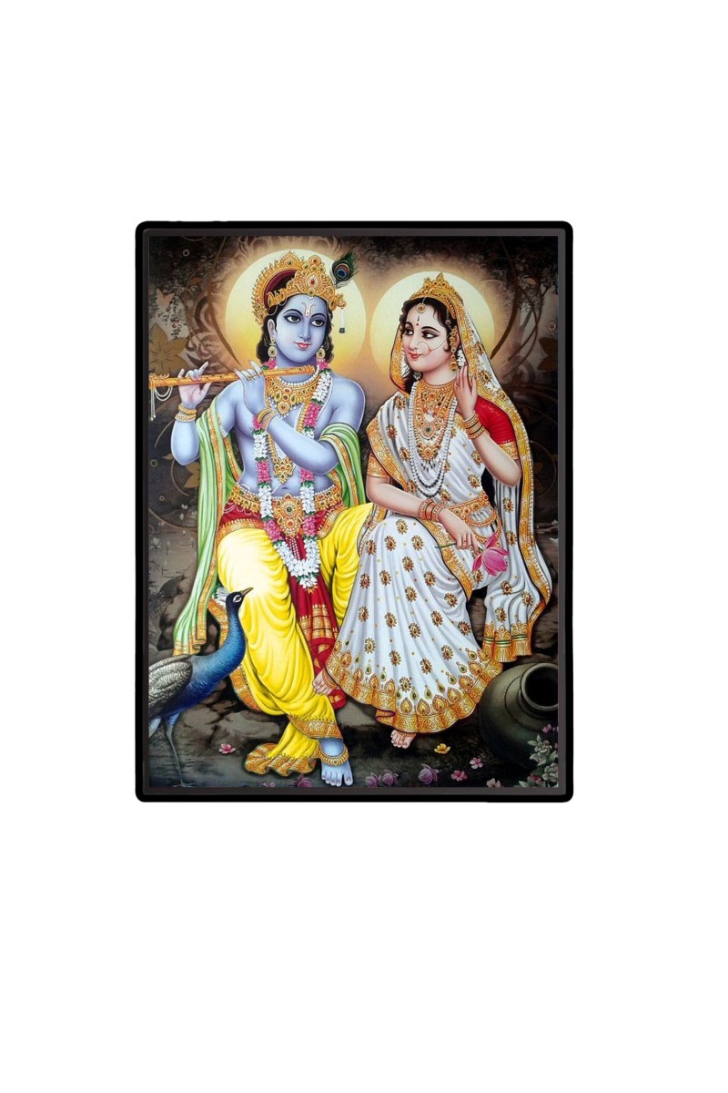 Sri Radha Sri Krishna Laminated Photo  - 5x7 Inches, Divine Blessings for Home & Office and Temple Decoration