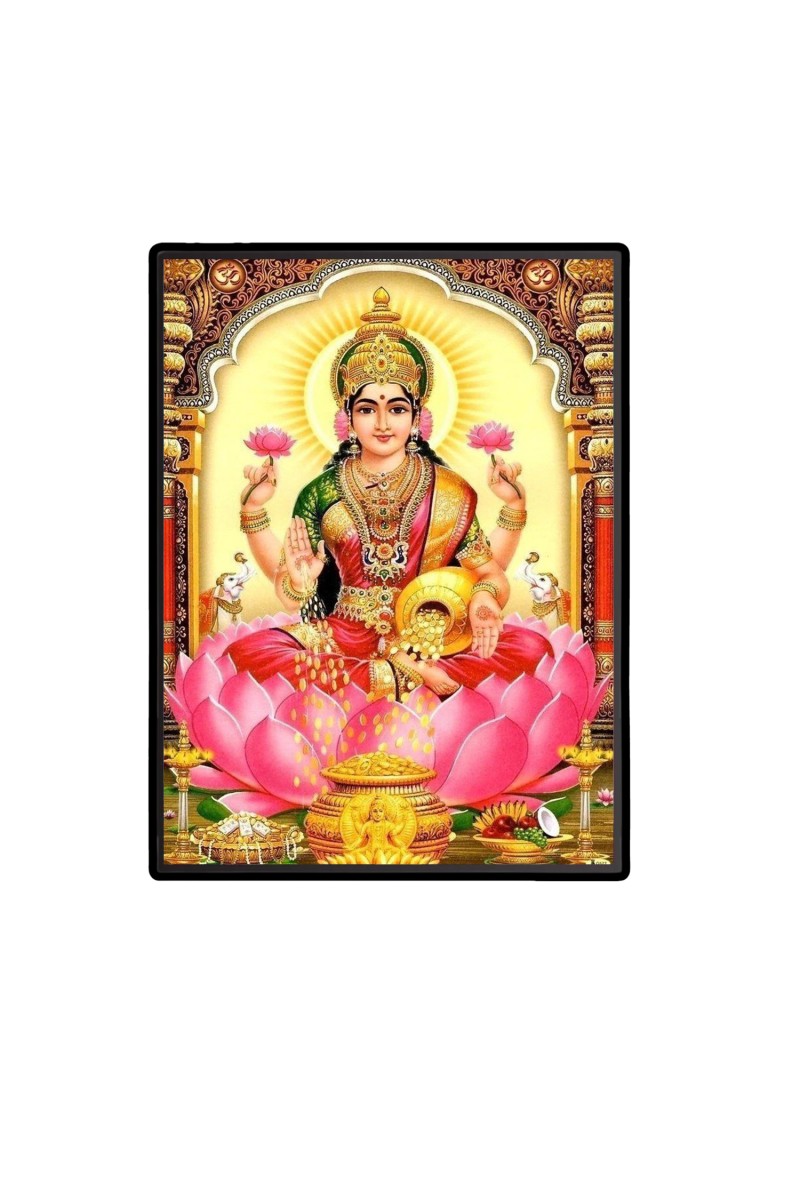 Maa Lakshmi Laminated Photo  - 5x7 Inches, Divine Blessings for Home & Office and Temple Decoration