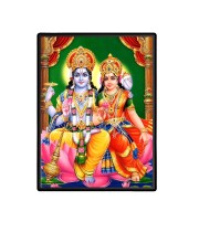 Vishnu Maa Lakshmi Laminated Photo  - 5x7 Inches, Divine Blessings for Home & Office and Temple Decoration