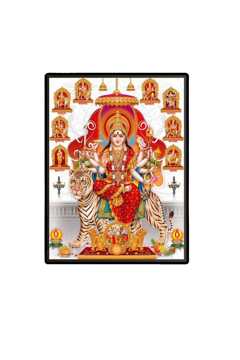 Navaa Maa Durga Laminated Photo  - 5x7 Inches, Divine Blessings for Home & Office and Temple Decoration