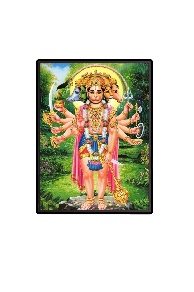 Panchamukhi Sri Hanuman Laminated Photo  - 5x7 Inches, Divine Blessings for Home & Office and Temple Decoration